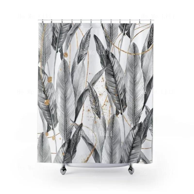 

Boho Shower Curtains Jungle Tropical Palm Leaves Grey White Black Gold Dust Beige Minimalist Decor Modern Bath Curtain W60H190(CM)-1 Pcs