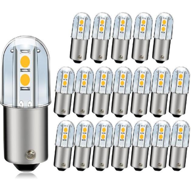BA9S LED Bulb 120V AC/DC, Industrial Indicator Light for Control Panel, Switchgear Status, Machine Tool Signal, Pack of 20 Cool White