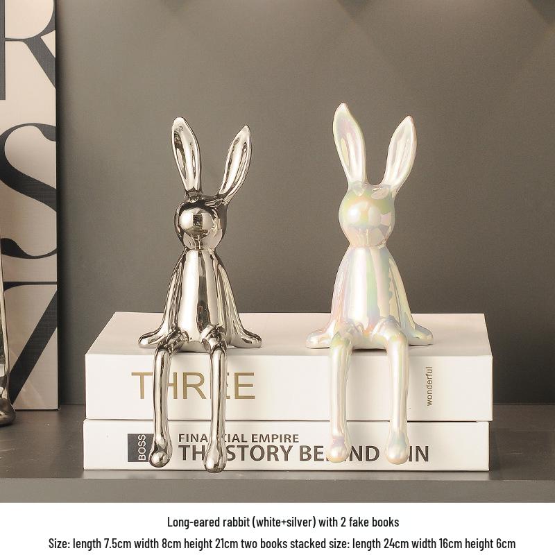 Keramik-Kaninchen-Ornamente für die Heimdekoration - Wohnzimmer, TV-Schrank, Flur, Weinschrank-Dekoration