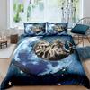 Galaxy Cat Duvet Cover Universe Galaxy for Kids Boy Girl Cute Kitten Printed Outer Space Planets Quilt Cover Bedroom Decorations