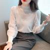 Spring Autumn New French Half High Neck Lace Bottoming Shirt Women's Long Sleeve Knitwear Pullvers Top