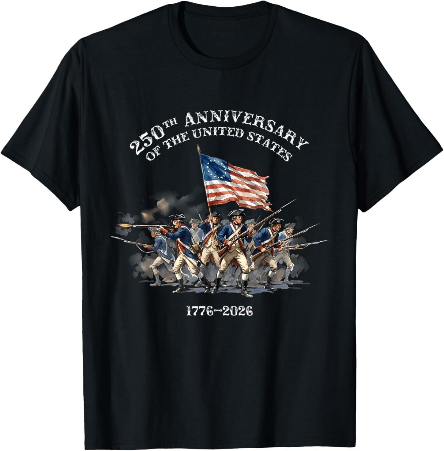 Retro Vintage 250th Years Anniversary Patriotic Soldier 2026 T-Shirt S разноцветный