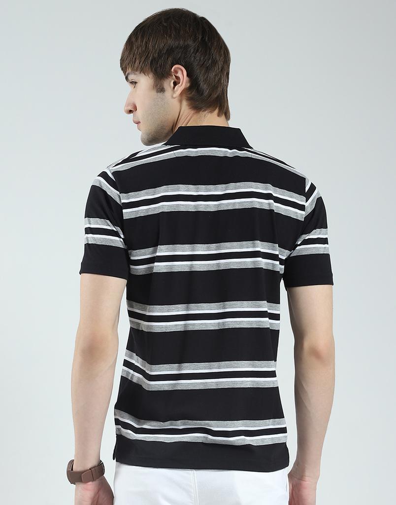 MONTE CARLO Men's Regular Fit Striped Half Sleeve Polo T-Shirt