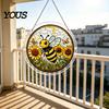 Glass Wind Chime Effect Acrylic Puzzle Suncatcher, Bee Yellow Flower Sun Catchers for Window Hanging, 7.48 Inch DIY Collectible Piece Craft