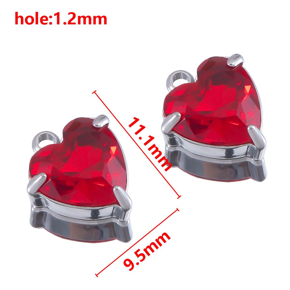 5pcs Stainless Steel Zircon Heart Pendants Base Clear Crystal Charm Beads with Hole for Necklace Making DIY Ear Jewelry Findings