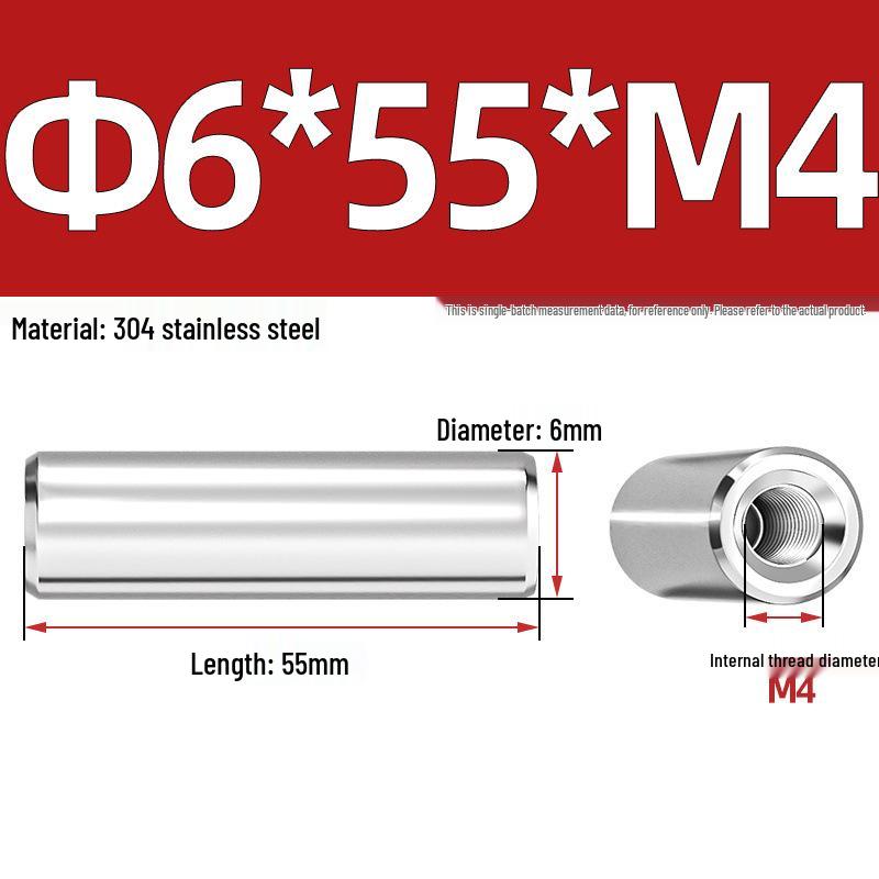 Pin Cilindric din Oțel Inoxidabil 304 cu Filet Interior M4/M6/M8 și Orificiu - Coloană de Suport și Ghidare