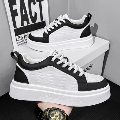 Trendy Brand Men's Shoes New Autumn Leather Breathable Low-top Board Shoes Soft Sole Comfortable Solid Color Sports and Leisure Shoes