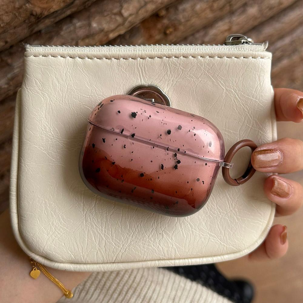 Pink Brown Gradient Transparent Splashing Ink Design Soft Cover Case for Airpods 1/2/3/4 Pro 2nd Fashion Simplicity Coque