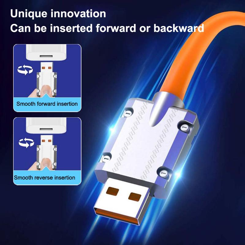6A Type C USB Cable 120W Fast Charging 180 Degree Elbow for Phone 1m 1.5m 2m Poco Game Use