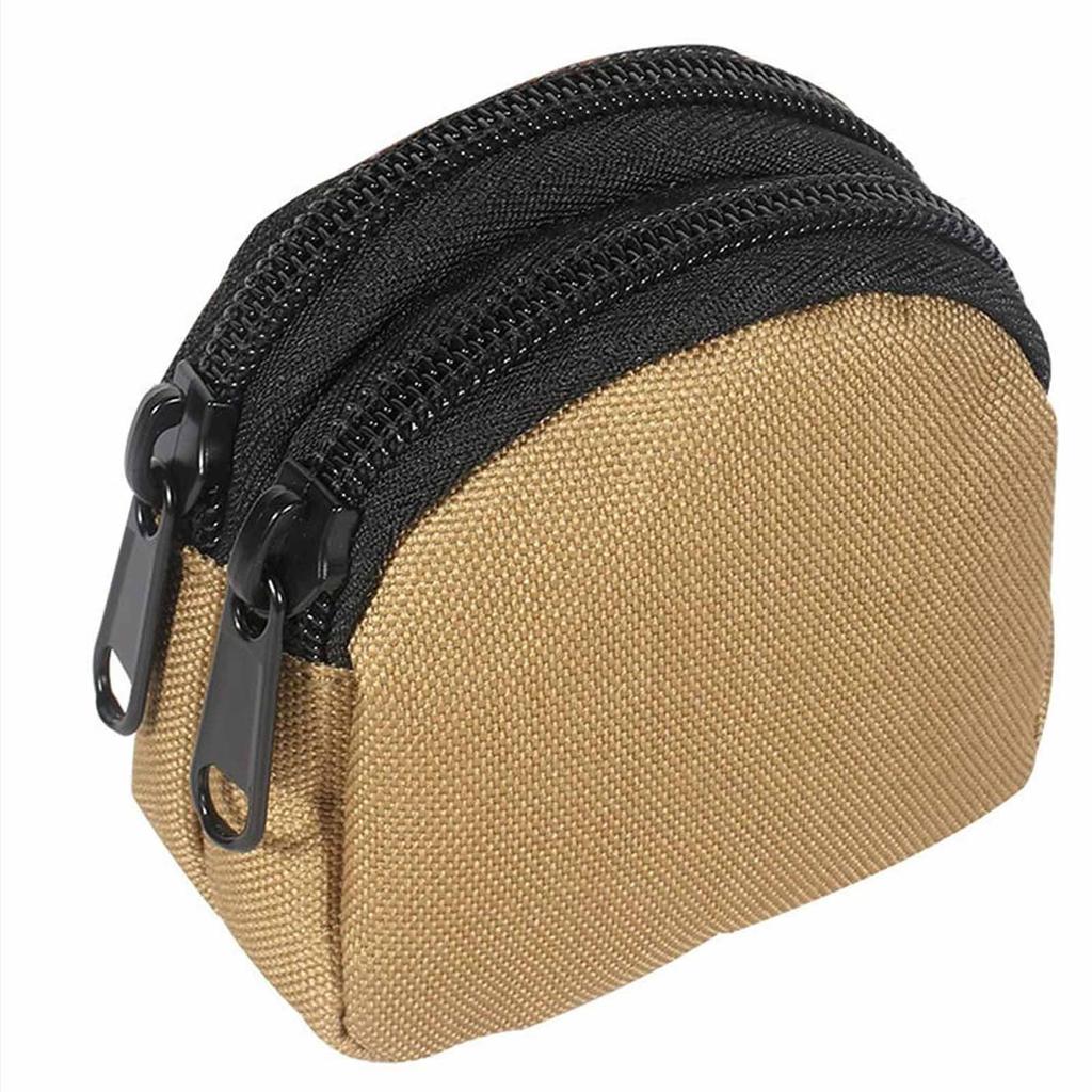 Men’s Molle Pouch – Nylon Double Zipper Pocket, Lightweight Outdoor Coin Purse, Card Holder, Key Organizer, Belt Waist Bag for Camping, Hiking