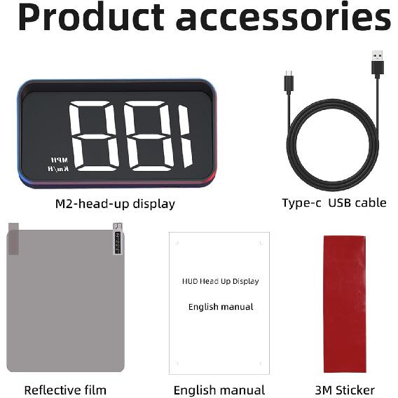Heads Up Display For Cars, Digital Speedometer For Car M2,Speedometer For Car With Speed, Automatic Light Sensing,Mile Speed Unit Display,Suitable