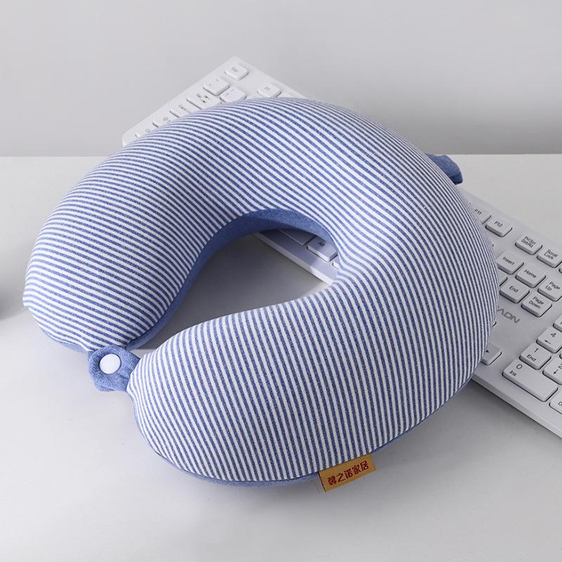 

Travel aircraft pillow Double-sided velvet simple stripe slow rebound U-shaped neck pillow синий