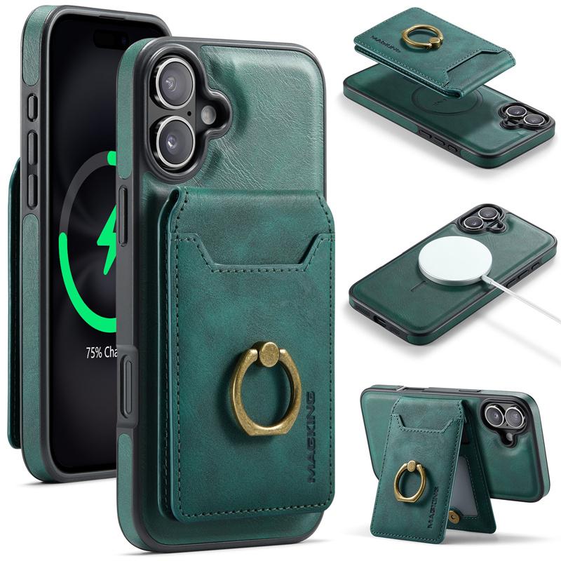 

Магнітний 2в1 Знімний Гаманець Шкіряний Чохол для Телефону Для iPhone 17 Pro Max 16 Plus 15 14 13 12 Samsung S25 FE S24 Ultra Чохол для Бездротової Зарядки MagSafe (Samsung S25 FE) зелений