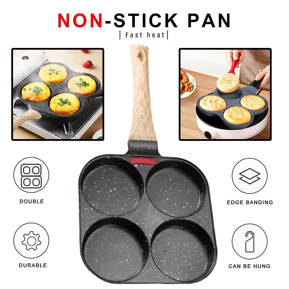 4 Loch Verdickte Antihaft Eier Omelett Grillsteak Kochpfanne Hamburger Brot Frühstücksmacher Induktionskochgeschirr Omelettpfanne