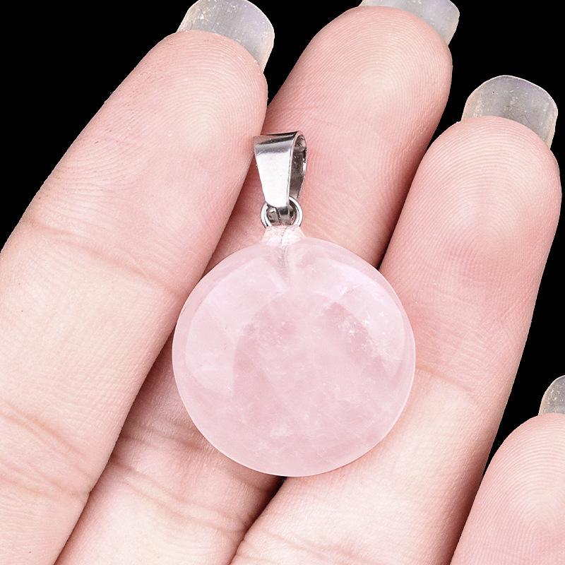 1pc 20mmNatural Stone Mixed Color Flat Round Shape Fine Ladies High Quality Pendant for Jewelry Making DIY Necklace Accessories