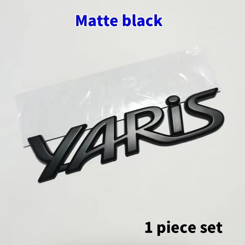 ATG1 3D Metal Yaris Logo Emblem Badge Matte black Chrome Plated Trunk Letter Sticker For Toyota Yaris Car Exterior Decor Accessories