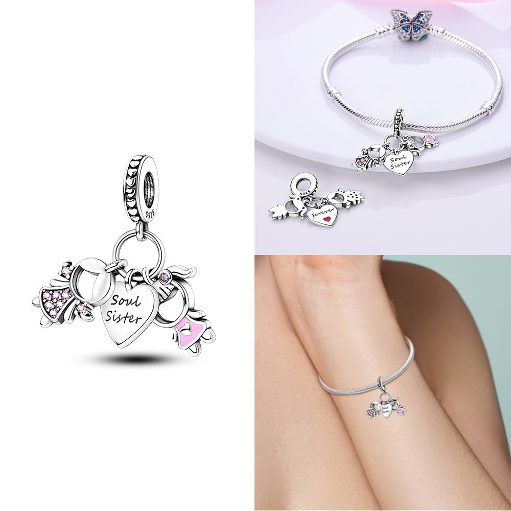 Cute Lovely Butterfly Perfume Girl Dangle Original Pink Charms Charms Beads Fit Bracelet Pendant Making For Woman Jewelry Gift