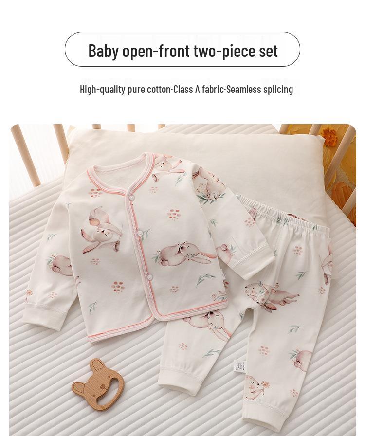 Novorozenecká chlapecká a dívčí dvoudílná sada dlouhého spodního prádla - Podzimní/zimní pyžamo