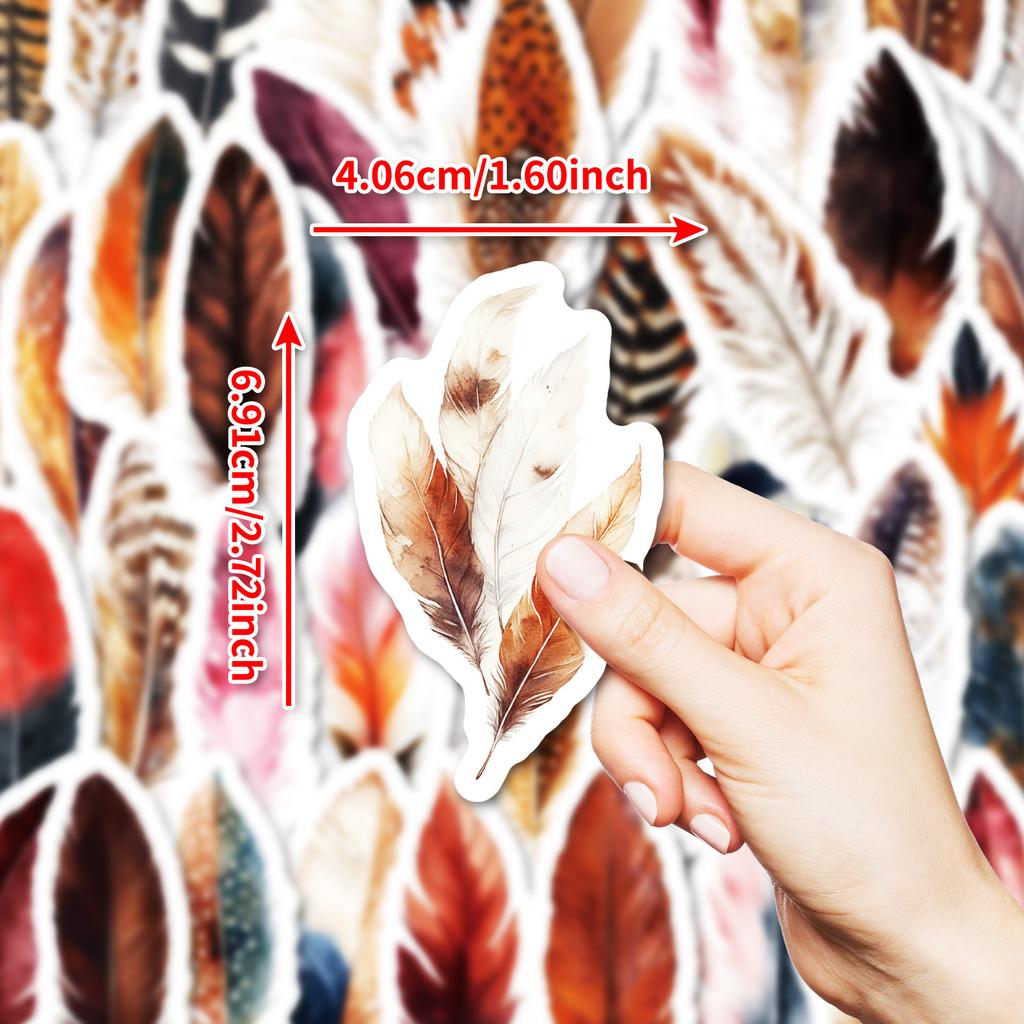 50 Realistic Feather Suitcase Stickers Cute Personal Stickers DIY Mobile Phone Case Hand Account Skateboard Computer Decoration