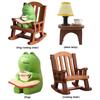 Miniatures Figurines Frog Handmade DIY Micro Rocking Chair Rocking Chair Design with Book Coffee Home Bedroom Office Decoration