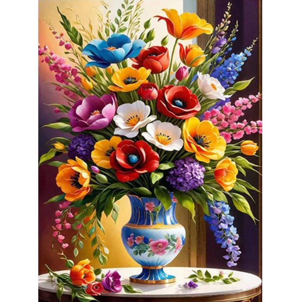 5D Diamond Painting, Peony Flower Sticker Diamond Cross Stitch Decorative Painting