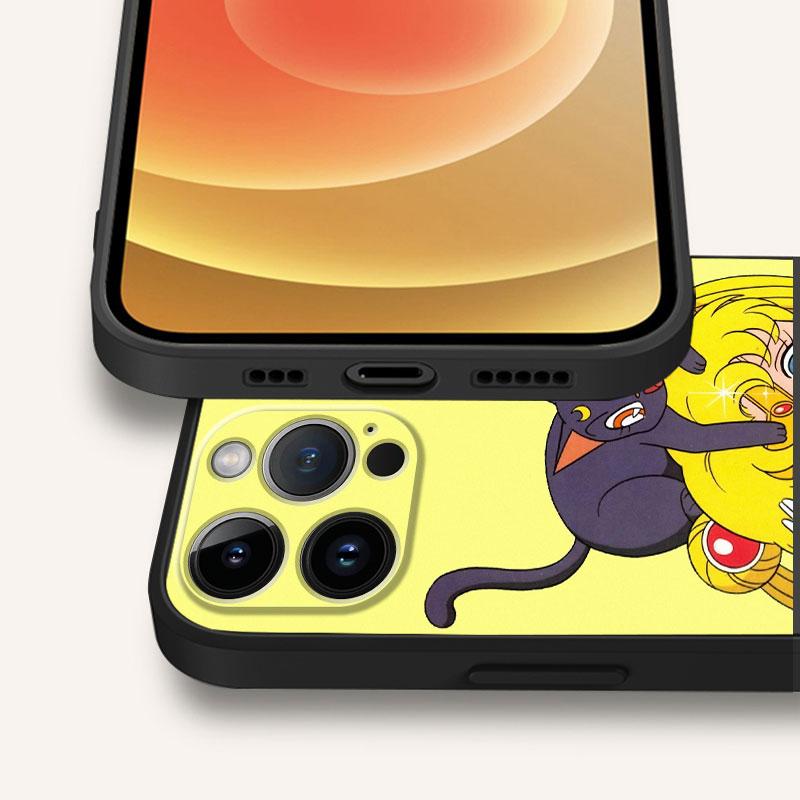 Black Soft Case for Apple iPhone 6s 11 8 XS X 13 Pro Max XR 7 12 Mini 14 Plus SE 14Pro Back Cases Sailor Cartoon M-Moons Cover