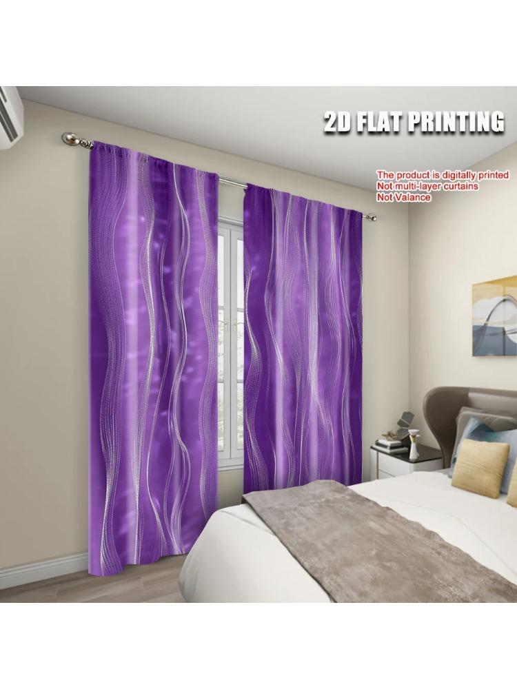 2pcs, plane printing Curtains Roller Blinds Silvery Wave Line 100% Polyester (without rod) Decorations Inside Use for Living
