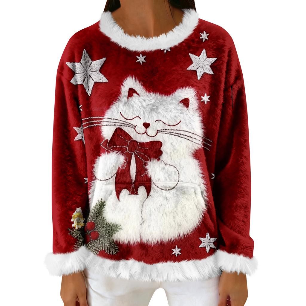 Dámská ležérní fleecová mikina s dlouhým rukávem a kulatým výstřihem, ležérní, pohodlná, volného střihu, lehká dámská flanelová mikina