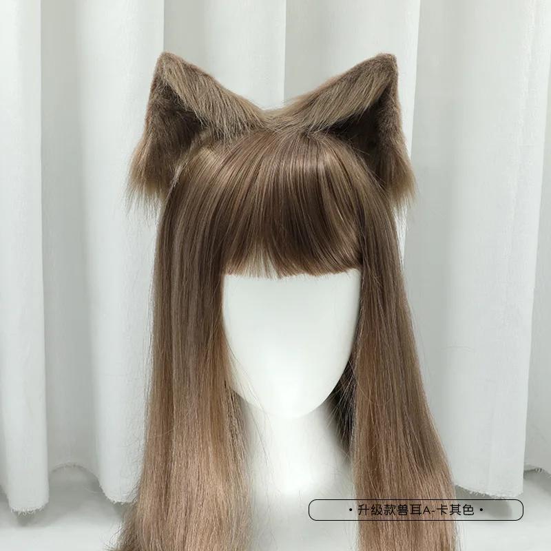 New Gothic Plush Fox Cat Ears Headband Artificial Cute Wolf Ear Hair Band Cosplay Hair Accessories Halloween Party Headwear