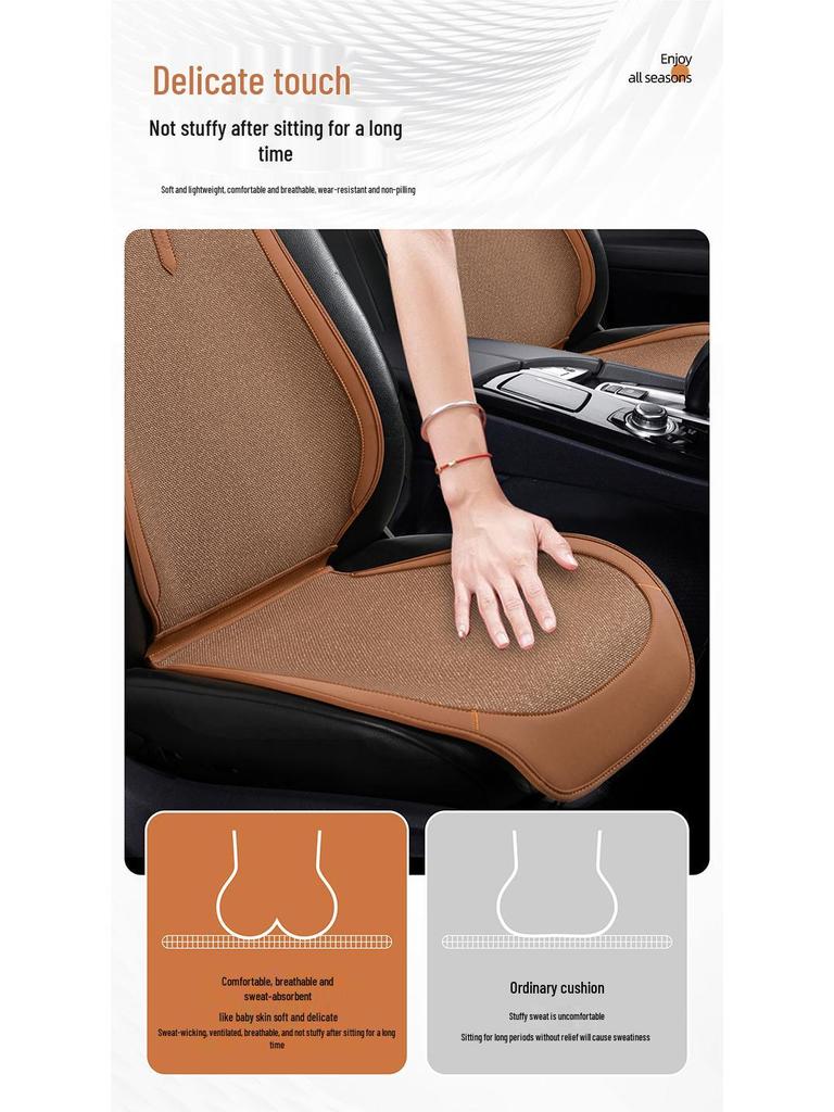 Almofada Universal para Banco de Carro em Linho Natural, Antiderrapante, Respirável, Durável, para Todos os Carros de 5 Lugares, Adequada para Todas as Estações.
