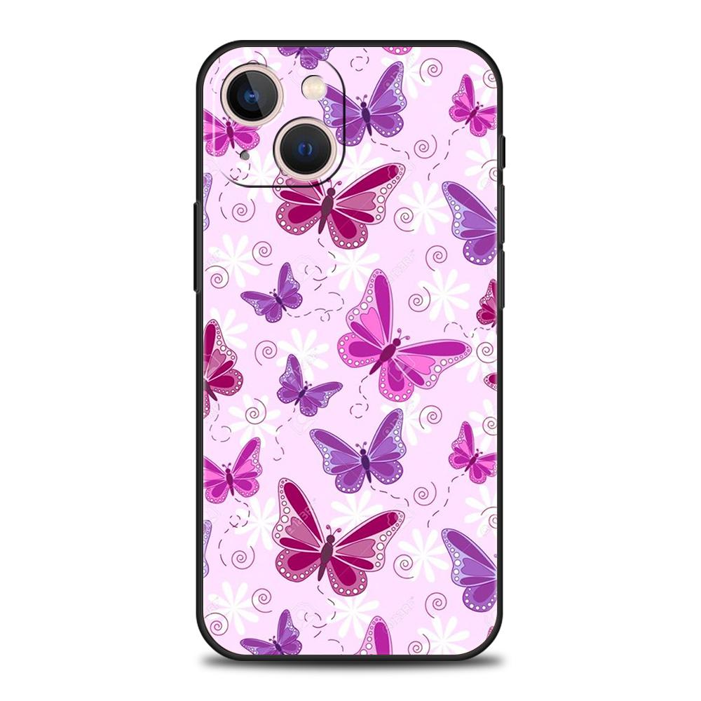 Butterfly Crystal Luxury Phone Case For iPhone 11 12 13 14 15 Pro Max Mini X XR XS 7 8 Plus SE Soft Silicone Cover Black Funda