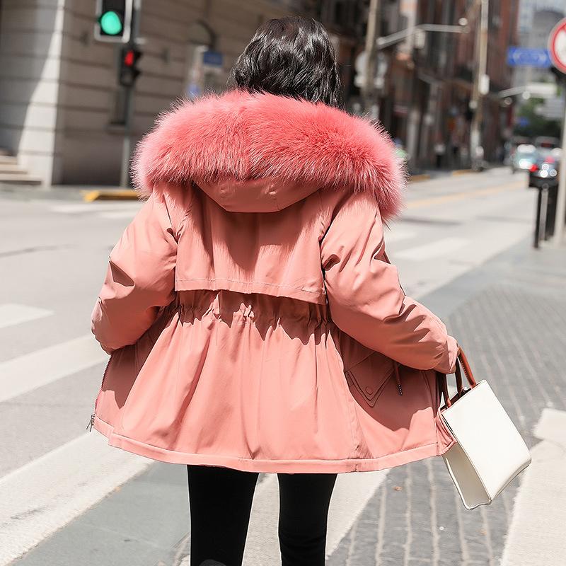 Winter Clothes New Cotton-padded Jacket Girls' Long Style Plus Velvet Leather Pie To Overcome Small Size Cotton-padded Coat.