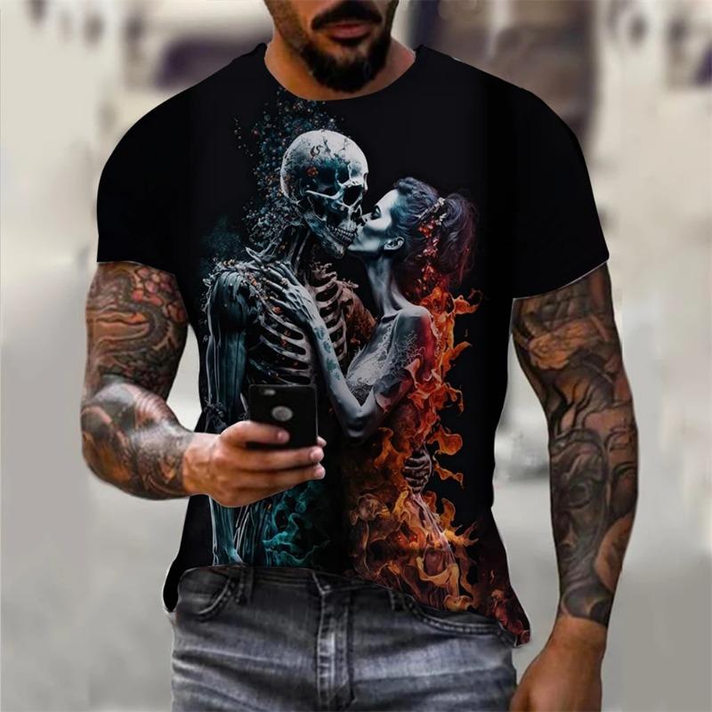 Men T Shirts Skull Print Tee Shirt Men Skull Graphic Tees Men s Summer Clothes Men T Shirts S