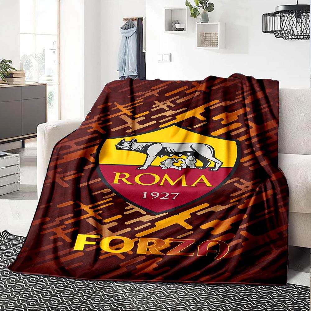 1pc Blanket - Rome logo Print Design,Lightweight Blanket for Sofa,Bed- Soft &Warm,Gift for All Seasons
