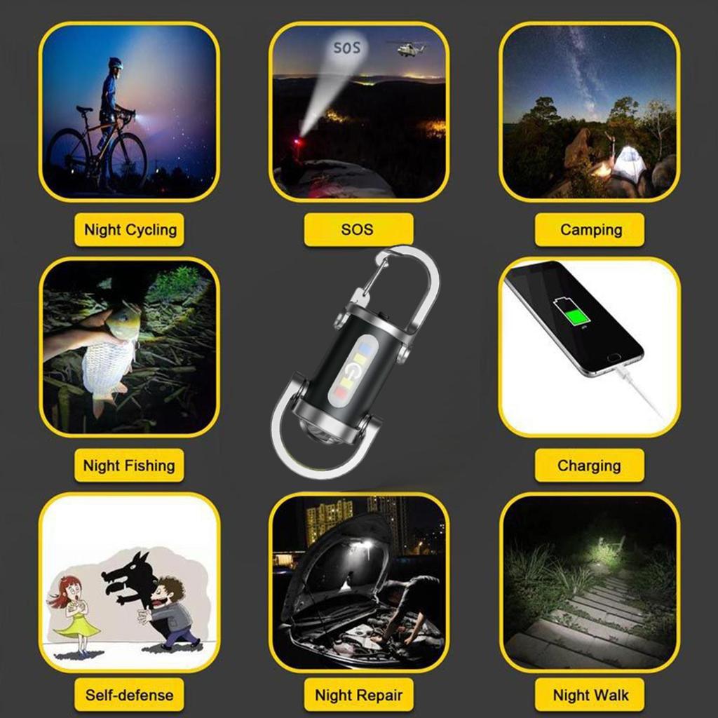 mini Keychain Flashlight Portable Keyring Torch Rechargeable Waterproof Bright Keychain Flashlight For Hiking Outdoor Fishing