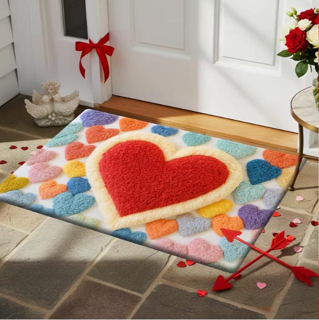 

Clover St. Patrick s Love Design Interior with Heart Shaped Clover Pattern Spring St. Patrick s Day Design Door Welcome Mats 40cm x 60cm