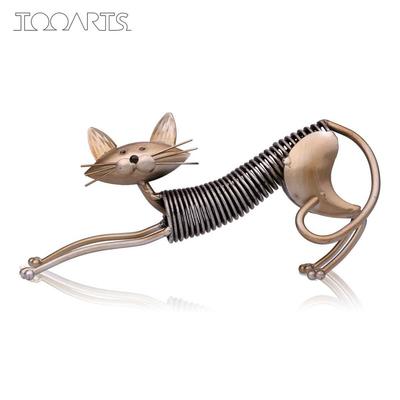 Metal Iron Art Spring Cat Modern Sculpture Christmas Gift Ornaments