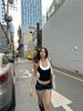 Fashionable Color Block Halterneck Slimming Retro T-Shirt Vest