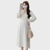 Korean Style Long Knitted Maternity Sweater Dress for Autumn/Winter