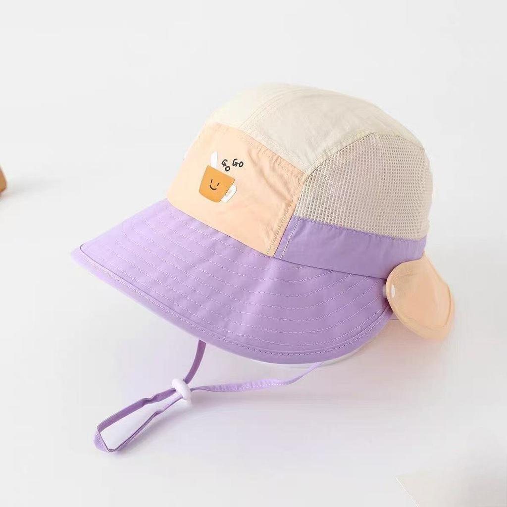 Children's sun hat summer thin design sun protection large brim breathable mesh shawl hat women's fisherman hat