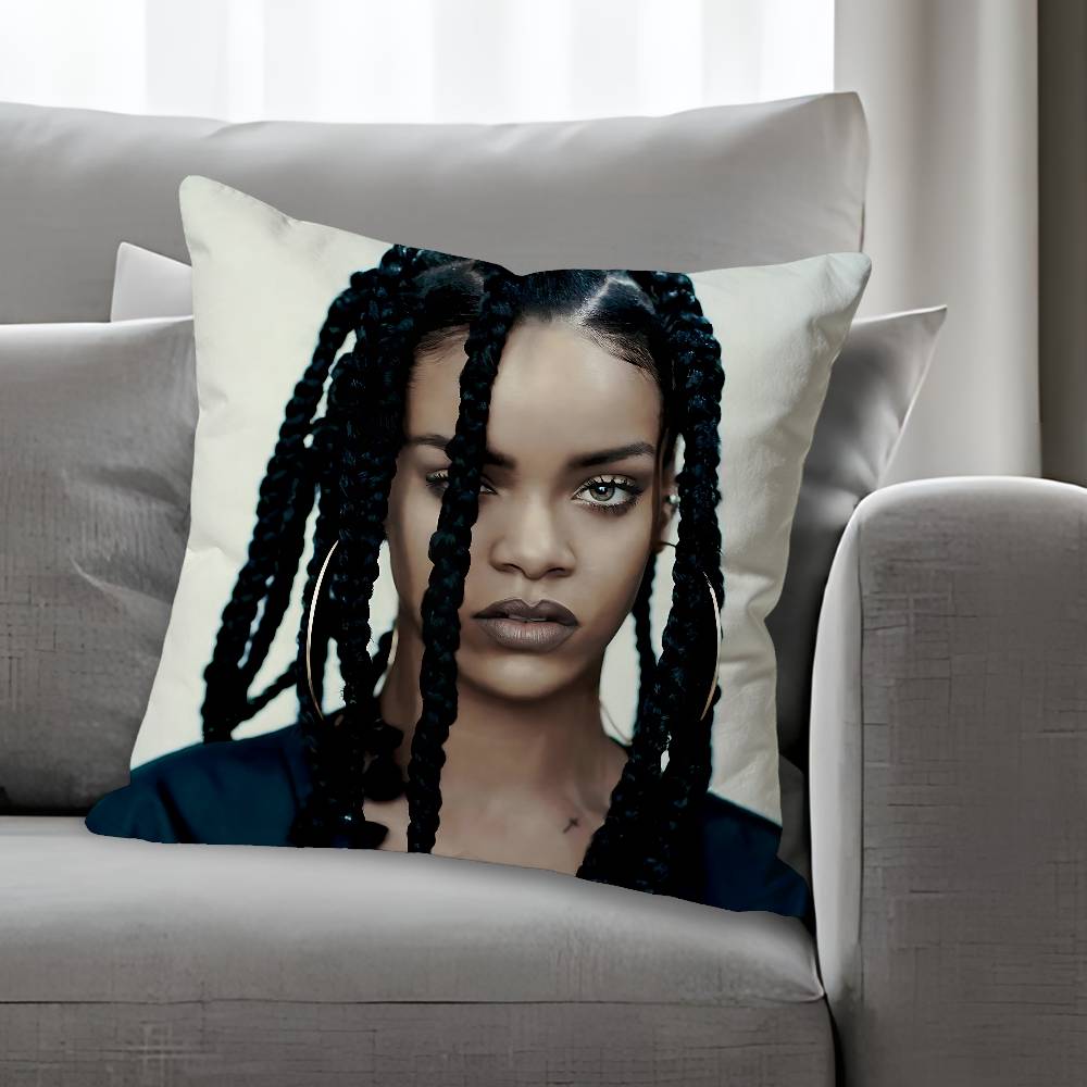 

Hot Singer RRihannasS Anime Celebrity Merchandise AllMatch Printed Pillow Case Sofa Car Office Room Decoration Protector 30x30 cm
