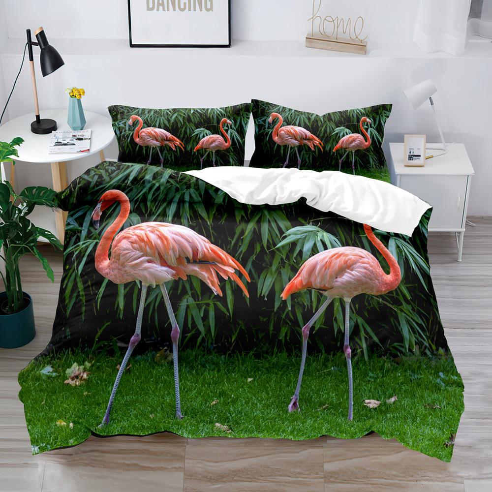 Bird Game Digital Printing Quilt Cover Three-Piece Set