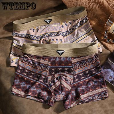 3 Stück Retro Herrenunterwäsche Ethnischer Stil Eis Seide Unterwäsche Herren Atmungsaktive Unterwäsche Sommer Herren Flache Unterwäsche Boxershorts