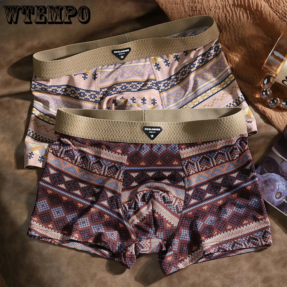 3pcs Retro Men's Underwear Ethnic Style Ice Silk Underwear Men's Breathable Underwear Summer Men's Flat Underwear Boxer Brief