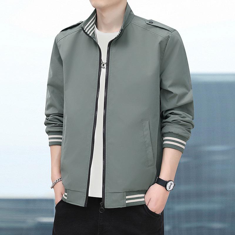 Spring New Men's Jacket Sports Solid Color Stand Collar Jacket Men's Casual Stand Collar Top Fashion
