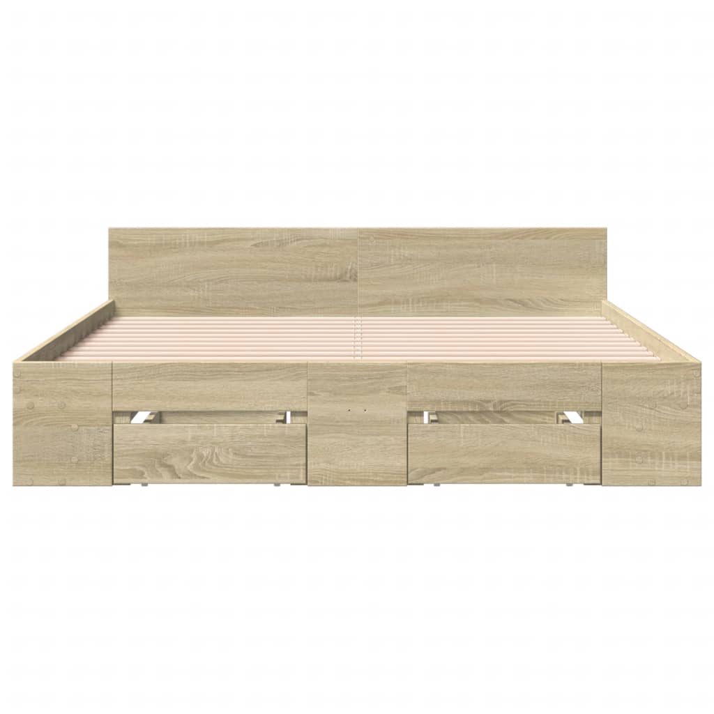 Bed Frame with Drawers Sonoma Oak 120x200cm Engineered Wood