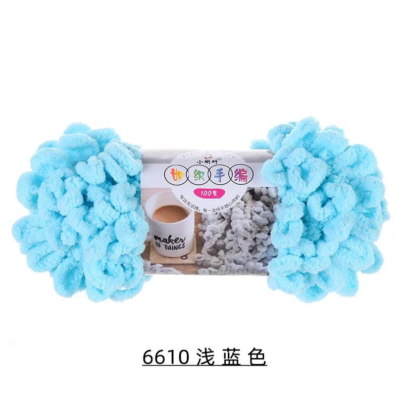 5 Stück 100g/Rolle Flauschiges Fingerloop-Garn Ohne Nadeln Polyester Dickes Riesen-Chenille-Garn für Handgestrickte Decken Schals