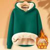 Felpa Larga Invernale da Donna con Pile, Pullover con Cappuccio Ispessito in Peluche d'Agnello, Top Sportivo Casual Monocolore a Manica Lunga, Nuovo