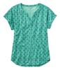 LL Bean Streamside Short Sleeve Split Neck US Fit Faded Jade Geo 1000118343 Women's Tee, Print, Petite, XS, Green,