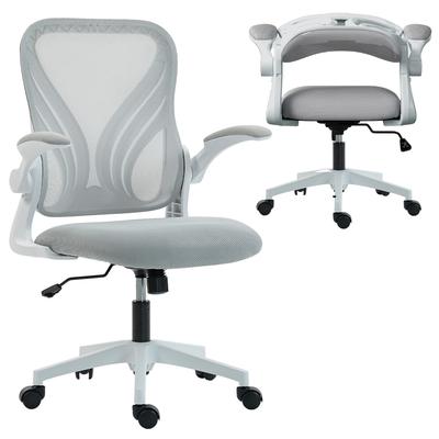 Ergonomic Office Chair, Mesh Office Armchair, Folding Backrest, Flip-up Armrests, 73x62x101-111cm, Grey